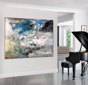 Formato personalizzato di Arte Astratta <span class=keywords><strong>Tessuto</strong></span> della Tela di Canapa Dipinta A Mano Pura Pittura A Olio Della Parete per Living Room Decor - Product Image 1