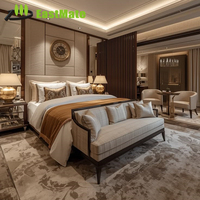 Ensemble de mobilier de chambre d'hôtel contemporain haut de gamme OEM ODM en bois de frêne massif et MDF, avec tête de lit capitonnée King Size, durable, qualité E1