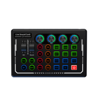 V88 Live-Soundkarte mit DSP-Effekten, Stimmverzerrer, Dual-Mikrofon, 800mAh Akku (6 Stunden) für Dual-User Live-Streaming und Podcasting