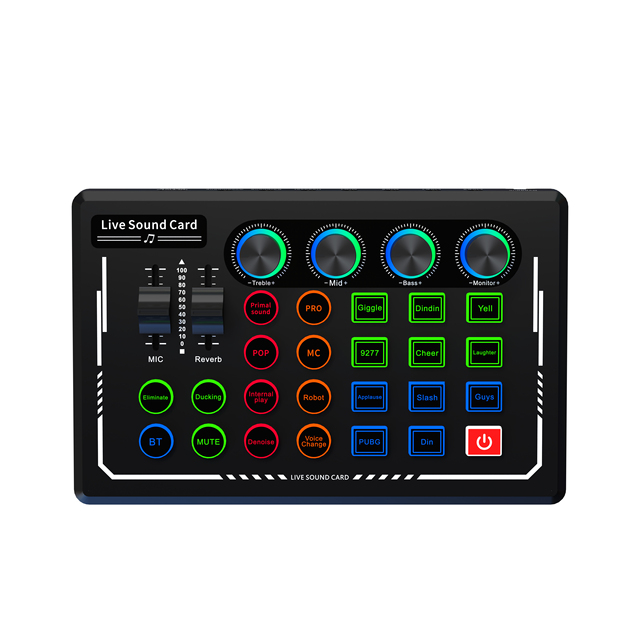 V88 Live Sound Card DSP Effects Voice Changer Dual Mic 800mAh Battery (6 Hours) for Dual-User Live Streaming Podcasting
