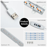 Barre lumineuse de croissance pour plantes à connexion USB 5V, longueur 33cm/22cm, avec fil, minuterie et variateur, 1/2/3/4 bandes LED, pour maison et serre
