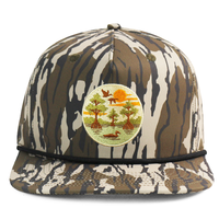 Casquettes Snapback à Visière Plate HS24 à Motif Camouflage Personnalisé, Logo Tissé OEM, 5 Panneaux, Chasse en Plein Air, Unisexe, avec Cordon
