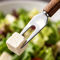 Couteau à fromage en acier inoxydable 430, fourchette à fromage, pelle à gâteau, ensemble d'outils à fromage avec manche en bois