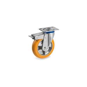 TELLURE ROTA - 656304 TR roues en polyuréthane avec profil rond ergonomique, centre en aluminium, support pivotant pour charges moyennes (M) avec - Product Image 1