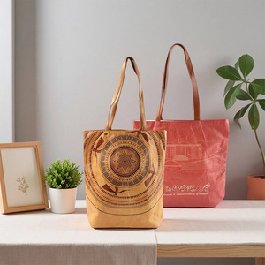 Wholesale PU Shoulder Length Handle Shopping Bags Hot Sale Custom logo Tyvek Paper Cotton Tote Shopping Bag with Zipper
