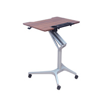 Bureau d'ordinateur mobile réglable en hauteur, avec plateau en MDF et pieds en aluminium avec roulettes universelles