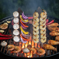 Fourchettes et brochettes de barbecue d'extérieur en acier inoxydable WELAND Creative Design pour poisson, fruits de mer, viande - Lavables au lave-vaisselle