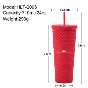 Nhà máy cung cấp trực tiếp dung tích lớn 710ml cốc sầu riêng hai lớp cốc nhựa cầm tay kim cương Cốc Sáng Tạo cầm tay - Product Image 5