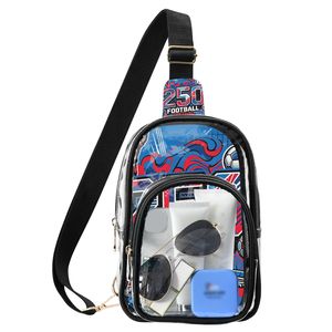 Bolso de pecho transparente de PVC con cierre de cremallera, diseño deportivo, bolso de hombro moderno para uso diario en todas las estaciones - Product Image 1