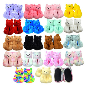 Hiver Femmes Ours en peluche Chaussons chauds Fille Cadeau de Saint Valentin Maison Ourson en peluche Chaussons pour adultes Enfants Taille habituelle - Product Image 1