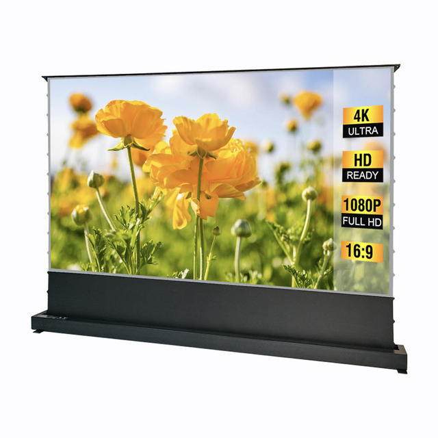 92'' Motorized Floor-Rising Long Throw ALR Screen Movable Retractable Electric Floor Rising Projector Screen