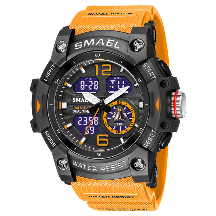 Alibaba Smael Watch Orange SMAEL Dual Time Display Digital Quartz
