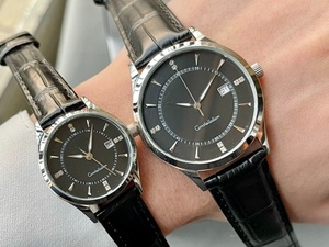 นาฬิกาคู่หรูระดับไฮเอนด์ ระบบอัตโนมัติ หน้าปัดสีดำด้าน สายสแตนเลส กันน้ำ สำหรับโอเมก้า - Product Image 5