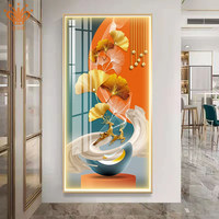 Art mural LED moderne, peinture en porcelaine cristalline, cadre en alliage d'aluminium, décoration intérieure pour salon, hall d'hôtel