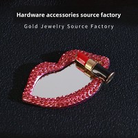Breloques en résine miroir en forme de rouge à lèvres, strass à dos plat en alliage pour DIY, coques de téléphone, sacs à main, accessoires de voiture, lèvres rouges sexy, vente en gros