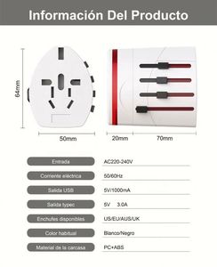 <span class=keywords><strong>Adattatore</strong></span> <span class=keywords><strong>da</strong></span> Viaggio Universale Portatile con Caricatori <span class=keywords><strong>USB</strong></span> Intelligenti, Prese Elettriche con 2 <span class=keywords><strong>USB</strong></span> 100v-250v - Product Image 3