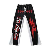 Pantalones Deportivos Casuales para Hombre, Estilo Urbano, Pantalones de Chándal con Corte Acampanado, Impresión de Logotipo Personalizado, Cintura Media, Cierre con Cordón de Felpa