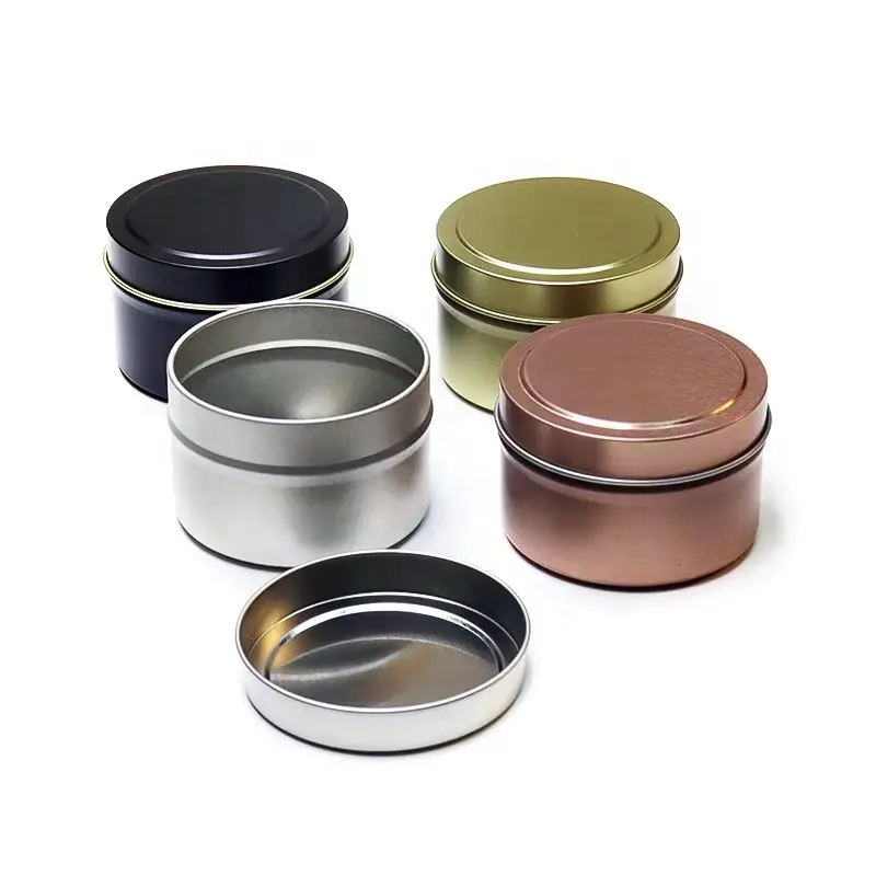 8 Oz Custom Afdrukken Lege Aluminium Jar Food Grade Metalen Verpakking Container Tin Kan Kleine Ronde Geurkaars Tin Met deksel