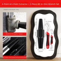 Kit de 5 extracteurs de tuyaux cassés pour robinets et vannes d'angle, en acier au carbone, avec outils de défiletage de filetages 4 points et 6 points, en coffret