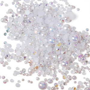 Meilleures perles demi-rondes en résine imitation perle et strass, tailles mixtes 3-10mm, pour artisanat, paillettes pour nail art et bijoux DIY - Product Image 4