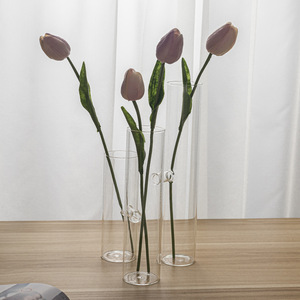 Jarrón Minimalista de Triple Vidrio Soplado a Mano, Cilíndrico, Tipo Tubo de Ensayo, para Decoración de Mesa, Arreglos Florales de Pared - Product Image 2