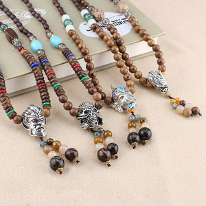 Nuova Collana Vintage con Pendente Lungo in Lega <span class=keywords><strong>Argento</strong></span> Tibetano, Stile Etnico Boho, Gioiello Portafortuna Buddista per Uomo e Donna - Product Image 3