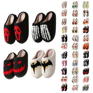 Vente chaude hiver chaud pantoufles mode enfants intérieur enfant chaussures sourire visage coeur champignon conception en peluche doux floue pantoufle garçons - Product Image 4