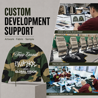 Maßgefertigter Herren Camo Distressed Oversized Boxy Sweatshirt mit Grafik-Print, Strass-Verzierung und Ausgefranstem Saum Streetwear Pullover Private Label