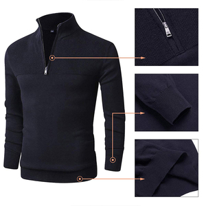 Maglione Pullover lavorato a maglia personalizzato invernale da uomo con cerniera a punta <span class=keywords><strong>Slim</strong></span> <span class=keywords><strong>Fit</strong></span> a manica lunga con bordo a costine per uomo - Product Image 6