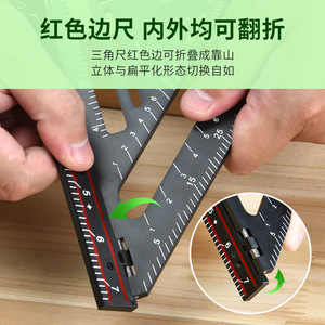 Triangular Ruler Metal Folding 90 Degree Woodworking Carpentry Marking Ruler With Level And Clamp - Product Image 3