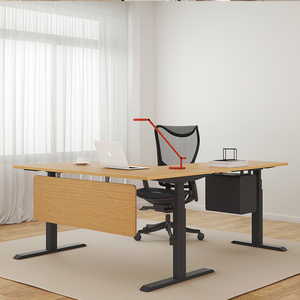Bureau debout électrique moderne en forme de L avec tiroir, cadre de bureau réglable en métal <span class=keywords><strong>blanc</strong></span> - Product Image 5