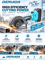 Scie circulaire sans fil portable DERUIDA 21V avec deux batteries lithium-ion, scie à métal et à bois pour bricolage et usage industriel