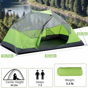 Carpa de Camping Impermeable Ultraligera de Doble Capa con Varillas de Fibra de Vidrio para 3-4 Personas, Cuatro Estaciones, Montaje en 10 Minutos, 2 Piezas de Nailon Ripstop - Product Image 3