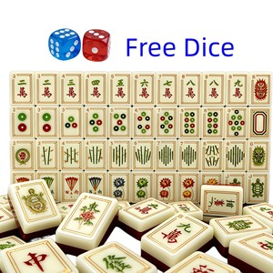 Jeu de tuiles de mahjong américain personnalisé en acrylique gravé rouge et bleu, tapis de jeu de mahjong sur mesure, jeu de table, divertissement et jeux d'argent - Product Image 2
