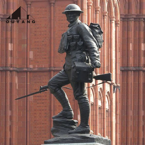 QUYANG - Escultura de Monumento Conmemorativo de Combatientes al Aire Libre, Tamaño Real, de Metal, Estatua de Guerrero Arrodillado de Bronce - Product Image 6