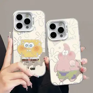 Casing ponsel bahan PC cangkang keras SpongeBob SquarePants lucu untuk iPhone 15/14/13/12/11pro max