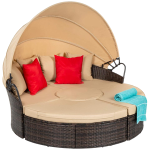 Heavy Duty 180 cm Luxury Pool Portable Camping Folding Banquet Patio Rattan Daybed for Backyard - Product Image 1
