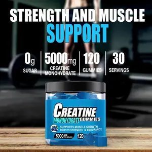 Biocaro OEM nhãn hiệu riêng Creatine Monohydrate Gummies BCAA Pre Workout Gummies trọng lượng tăng Gummy kẹo phòng tập thể dục bổ sung