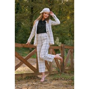 Set di 3 pezzi cappello, giacca e pantaloni di Tweed bianco - Product Image 5