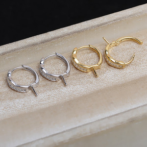 ต่างหูเงินแท้ S925 ประดับมุกและคริสตัล พร้อมฐานเปล่าสำหรับสั่งทำต่างหู - Product Image 4