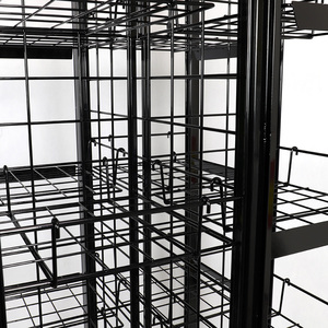 ขาตั้งพื้นแบบหมุนได้ฐานเป็นไม้ยืดโลหะแผงตะแกรงลวดพร้อมแผ่นพลาสติกวางโชว์พร้อมล้อ - Product Image 4