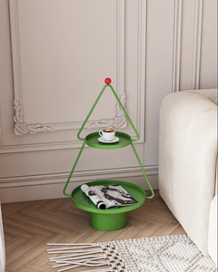 Modern Fashion Design <strong>Christmas</strong> <strong>Tree</strong> Shape 2 Tiers Green Storage Coffee <strong>Table</strong> Shelf Stand Living Room Furniture Home Office - Product Image 3