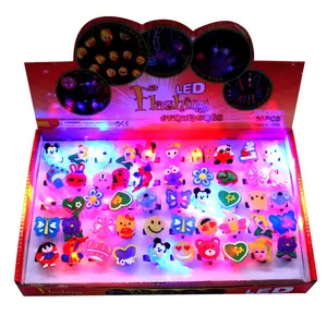 New product wholesale 50piece christmas halloween cartoon ring led flashing rings toys for kids