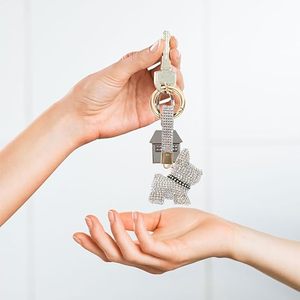 Portachiavi all'ingrosso con strass di cristallo a forma di bulldog francese, ciondolo bling per borsa, ciondoli per zaino a forma di cucciolo di bulldog, portachiavi a forma di cane, <span class=keywords><strong>regalo</strong></span> creativo - Product Image 4