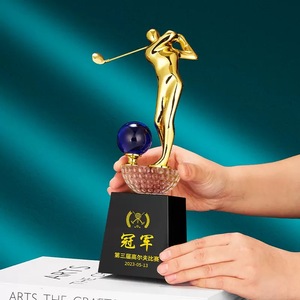 Petit pont en gros <span class=keywords><strong>moins</strong></span> <span class=keywords><strong>cher</strong></span> Trophée de golf personnalisé Médaille Plaque Cadeau Trophée en cristal Conception de récompense pour les sports d'affaires - Product Image 5