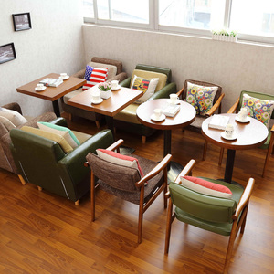 Juego de Mesa <span class=keywords><strong>y</strong></span> Sillas <span class=keywords><strong>para</strong></span> Cafetería, Restaurante Occidental, Tienda de Té con Leche Retro, Bistro, Bar Tranquilo, Restaurante Musical, Sofá <span class=keywords><strong>para</strong></span> Cabinas - Product Image 3