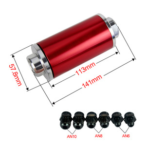 Filtro de Combustible Universal de 58 mm, Conectores An6 An8 An10, 100 Micras, Rojo, Azul, Plateado, Negro - Product Image 2