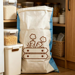 Sacos de polipropileno (PP) blancos al <span class=keywords><strong>por</strong></span> mayor para jengibre, ajo y patatas, bolsas de plástico vacías de 50 kg para agricultura, uso industrial y almacenamiento a granel. - Product Image 6