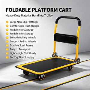 Carrello Industriale in Acciaio <span class=keywords><strong>a</strong></span> Quattro <span class=keywords><strong>Ruote</strong></span>, Pieghevole e Portatile <span class=keywords><strong>per</strong></span> Movimentazione Merci in Magazzini e Fabbriche - Product Image 1