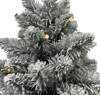 Sapin de Noël Artificiel Haut de Gamme 60 cm Pré-Éclairé Floqué Fin Réaliste Fonctionnant sur Piles Résistant aux Intempéries Décoration pour Petits Espaces